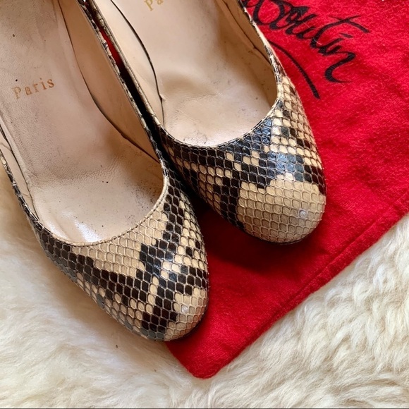 Christian Louboutin Python Snake Leather Ron Ron Wedge Pumps  Heels Shoes - Picture 6 of 13